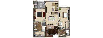 2 bedroom 2 bathroom apartment B4 floor plan at The Verdant Apartments in San Jose, CA