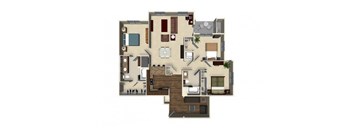 3 bedroom 2 bathroom apartment C1A floor plan at The Verdant Apartments in San Jose, CA