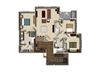 3 bedroom 2 bathroom apartment C1A floor plan at The Verdant Apartments in San Jose, CA