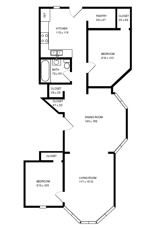 Two Bedroom One Bath Floor Two
