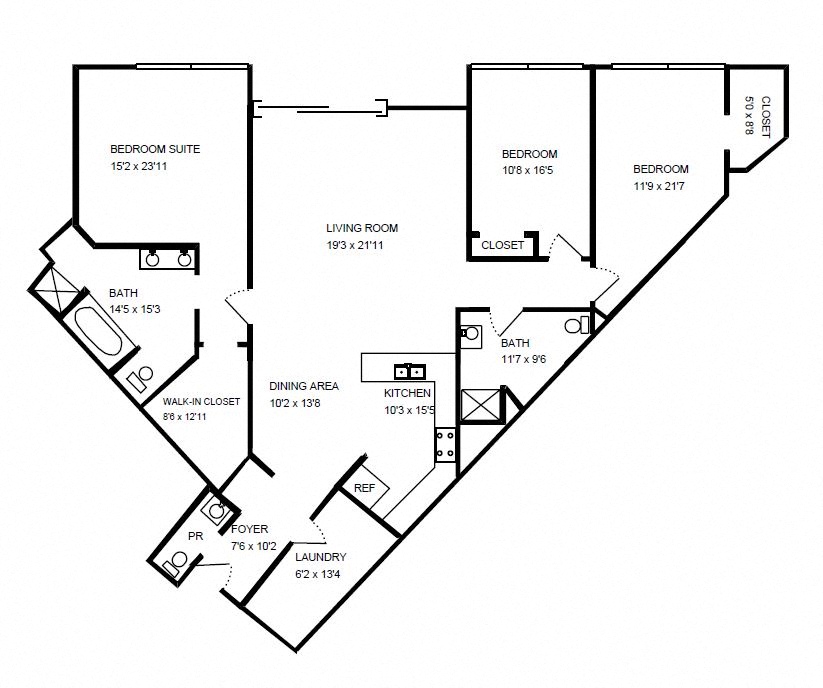 Bucktown Station 3 Bedroom E Floorplan