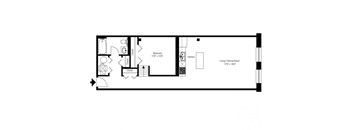 1 bedroom 1 bathroom Floor plan at Carriage House Lofts, Chicago, IL