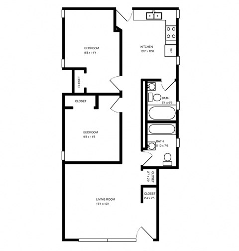 Two Bedroom, Two Bath