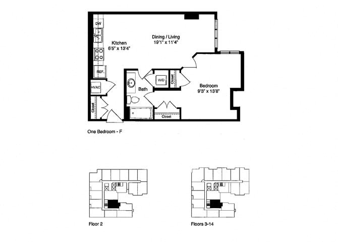 ONE BEDROOM f