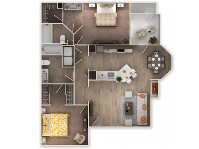 2 bed 2 bath with 1026 sqft