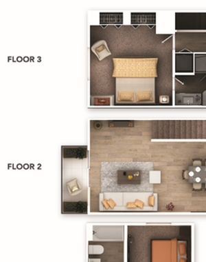 The Highland Three Bed Three Bath 3 story, 3 bed 3 bath with garage