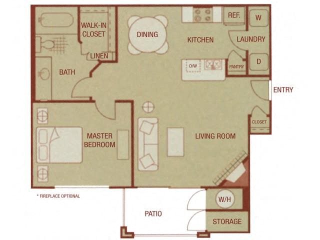Avanti Sonoma Resort Apartments 1 bed 1 bath 707 sqft