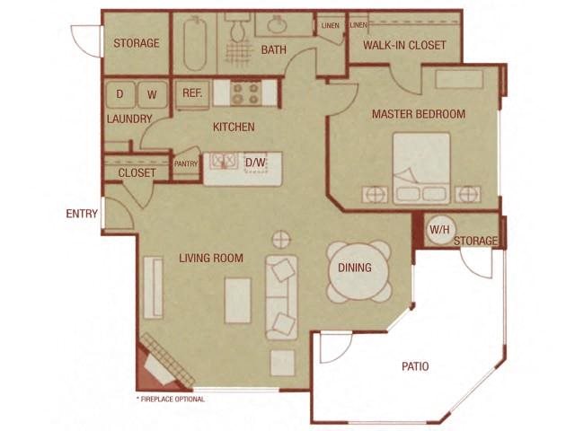 Solana Sonoma Resort Apartments 1 bed 1 bath 780 sqft