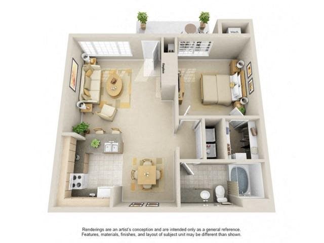 A2 Classic Champions Park Apartments 1 bed 1 bath with classic apartment features 827 sqft