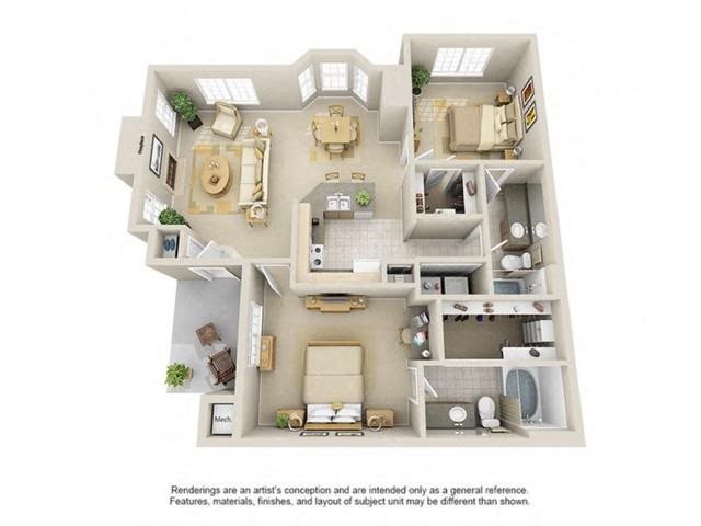Champions Park Apartments 2 bed 2 bath with modern features like faux wood flooring 1171 sqft