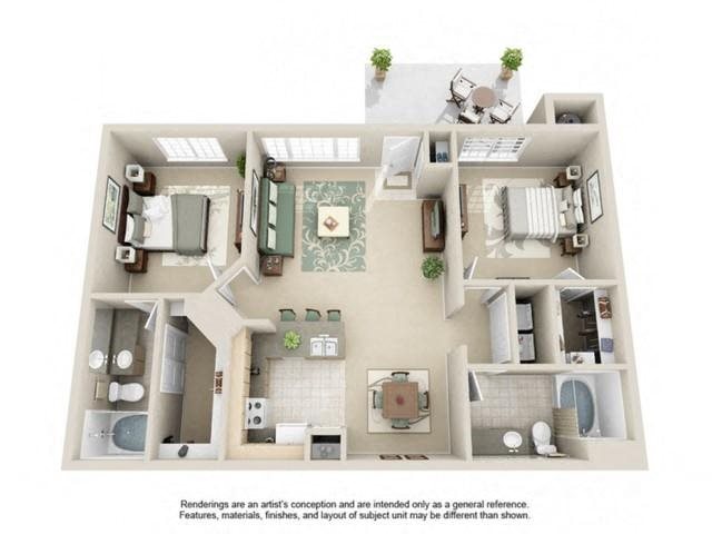 B3 Classic Champions Park Apartments 2 bed 2 bath with classic features 1148 sqft