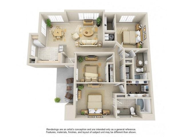C1 Classic Champions Park Apartments 3 bed 2 bath with classic features 1358 sqft