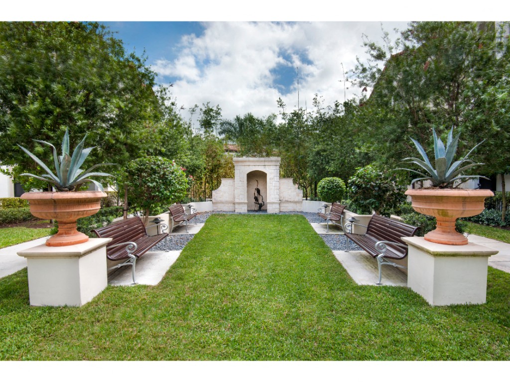 Garden area with trees and benches