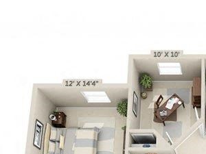 Two bedroom two and a half bathroom with den 3D floor plan Two bedroom two and a half bathroom with den 3D floor plan
