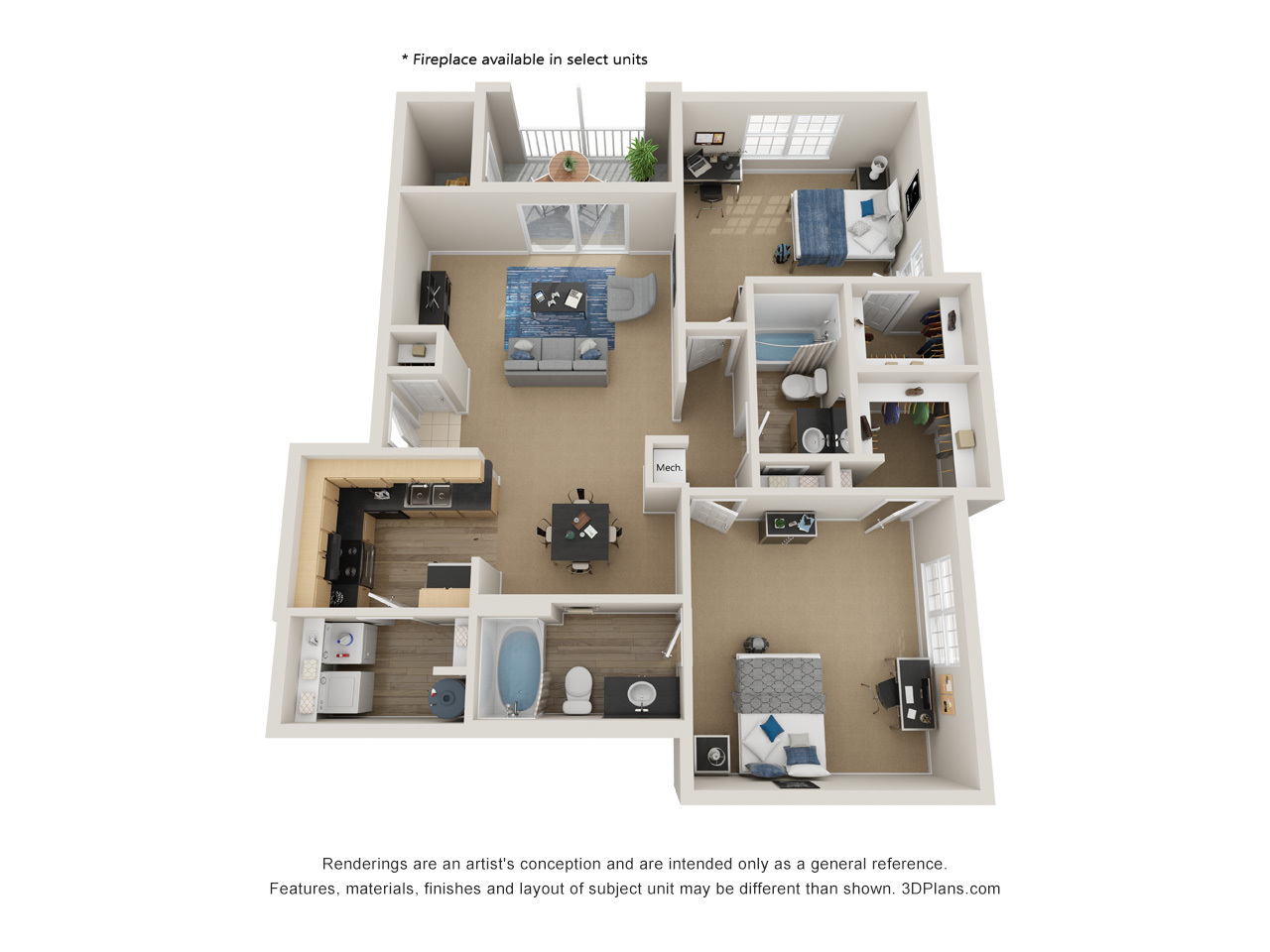 Preserve at Mobbly Bay, B4 layout, 1,206 square foot two bedroom, two bathroom