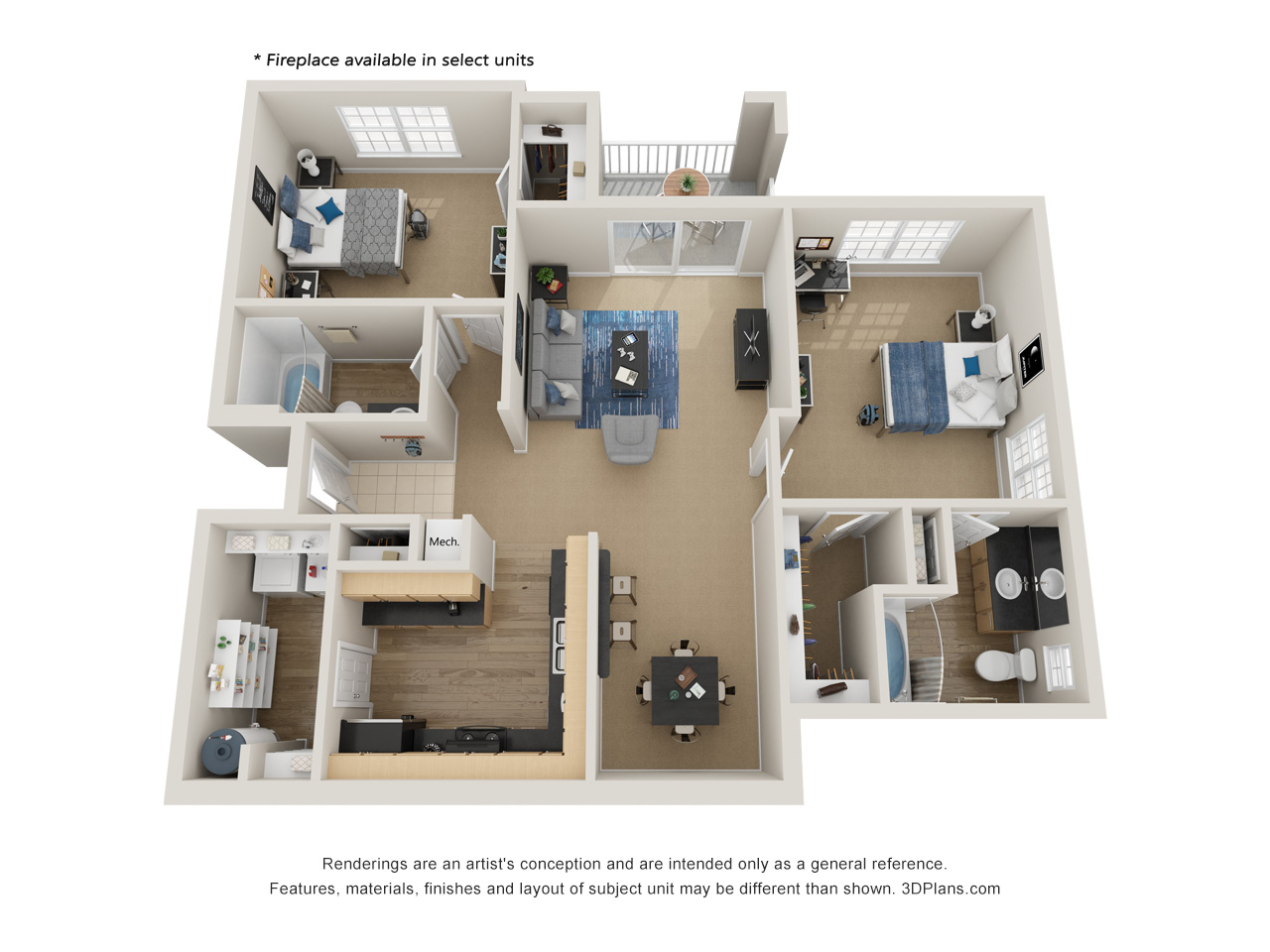 Preserve at Mobbly Bay, B5R layout, 1,232 square foot two bedroom, two bathroom