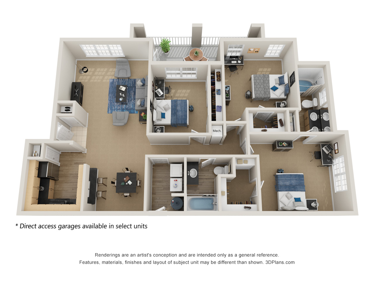Preserve at Mobbly Bay, C1R layout, 1,472 square foot three bedroom, two bathroom
