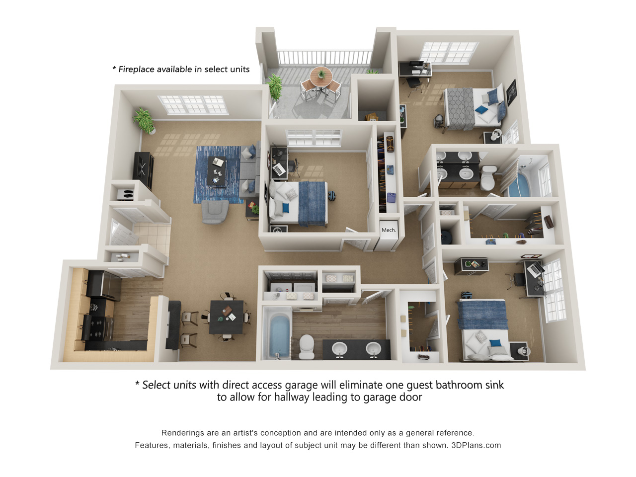 Preserve at Mobbly Bay, C2 layout, 1,520 square foot three bedroom, two bathroom