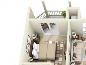 One Bedroom Style D Apartment Floor Plan