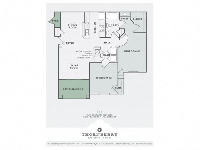 B1R - Two Bedroom One Bath