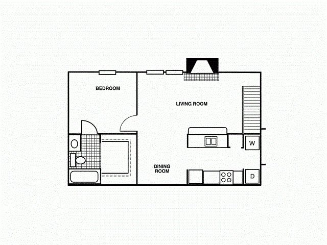 Apartments for rent in Tulsa, OK 1B Upstairs. One bedroom, one bath with large closet and eat in kitchen.