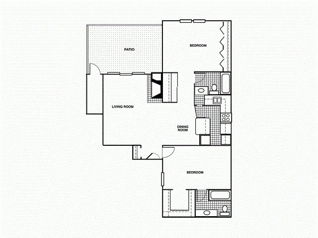Apartments for rent in Tulsa, OK 2D. Two bed, two bath with walk in closet, eat in kitchen, fire place and patio