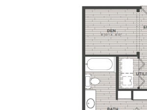 Luxury Apartments for Rent in Dallas, Texas One bedroom, one bath with private balcony, den and dining room.