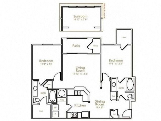 Apartments for Rent in Fort Worth Two bedroom, two bath with dining room and private patio