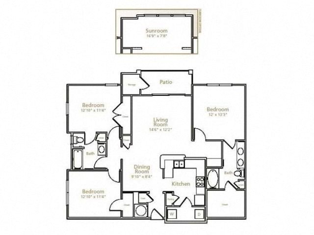 Apartments for Rent in Fort Worth Three bedroom, two bathroom with private patio and dining room