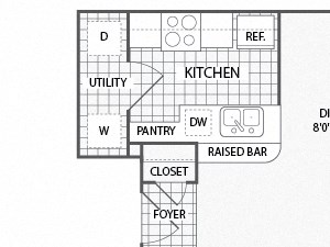 Apartments for Rent in Grand Prairie, Texas One bedroom, one bathroom with private patio