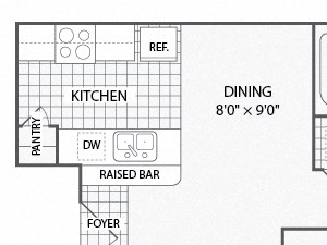 Apartments for Rent in Grand Prairie, Texas Two bedroom, two bath with dining room and private patio