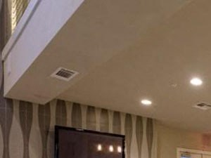 Community Lounge with chef's kitchen and fire place
