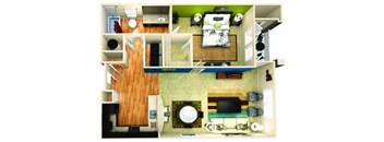 One bedroom, one bath with private patio and open living concept