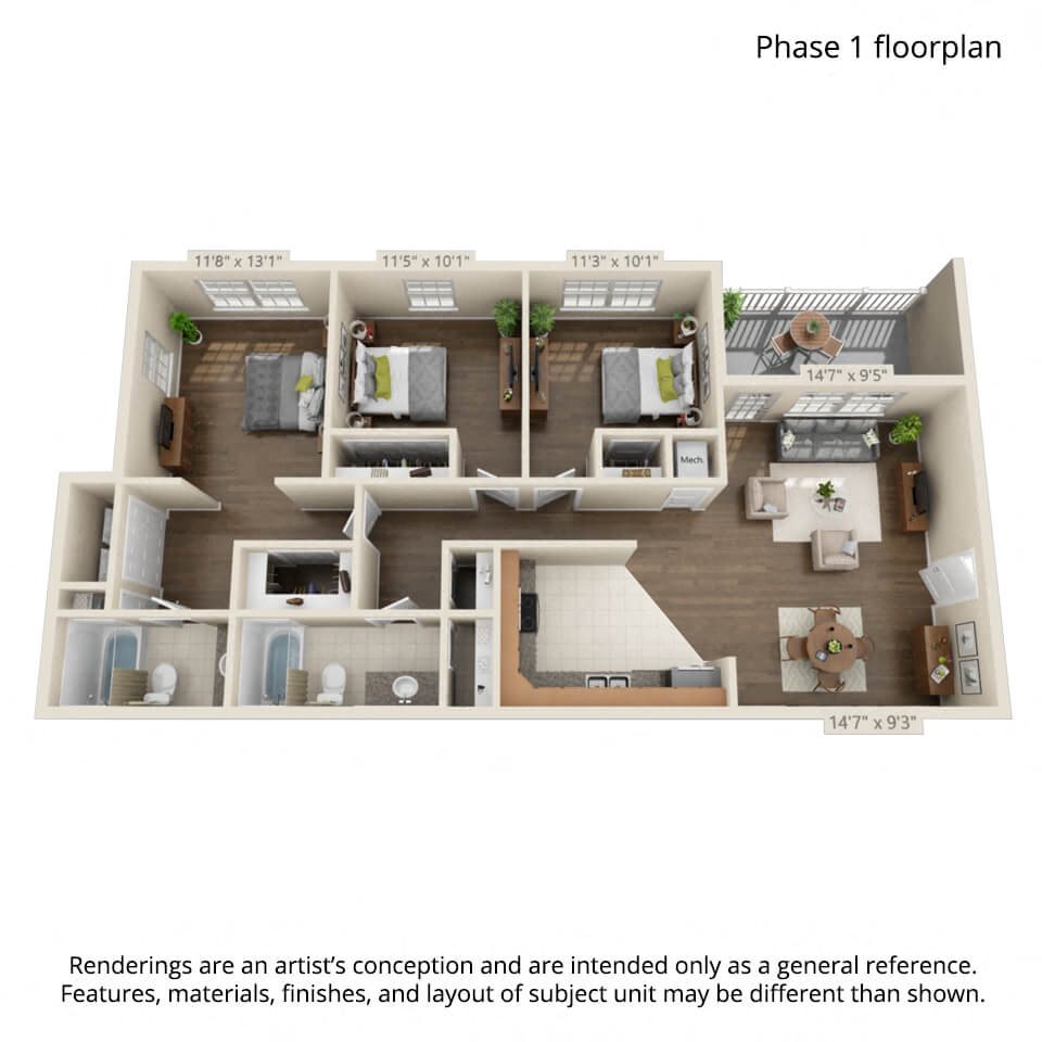 3 Bedroom, 1st Floor Floor Plan 5