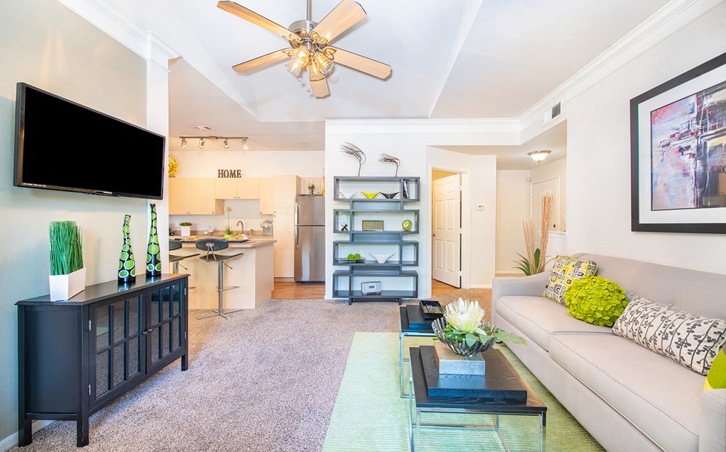 a living room with a couch and a coffee table