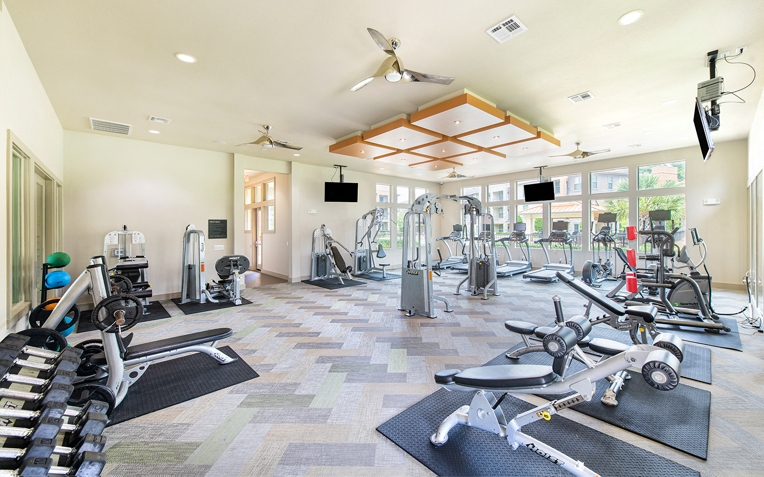 the gym at the at the grove apartments