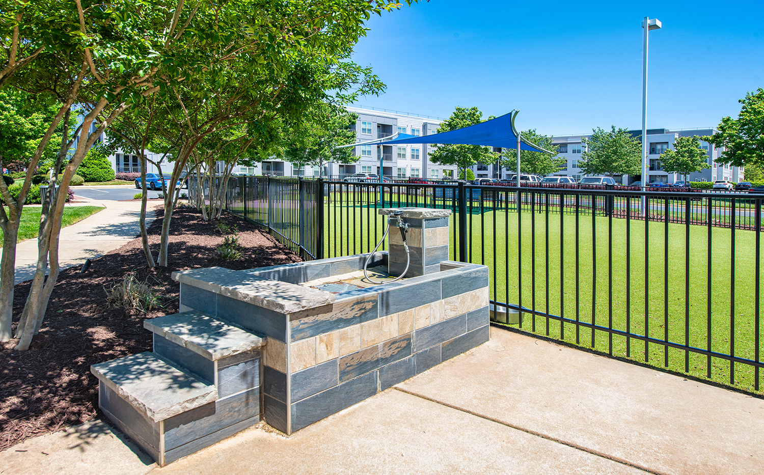 the preserve at ballantyne commons courtyard with fire hydrant and grass