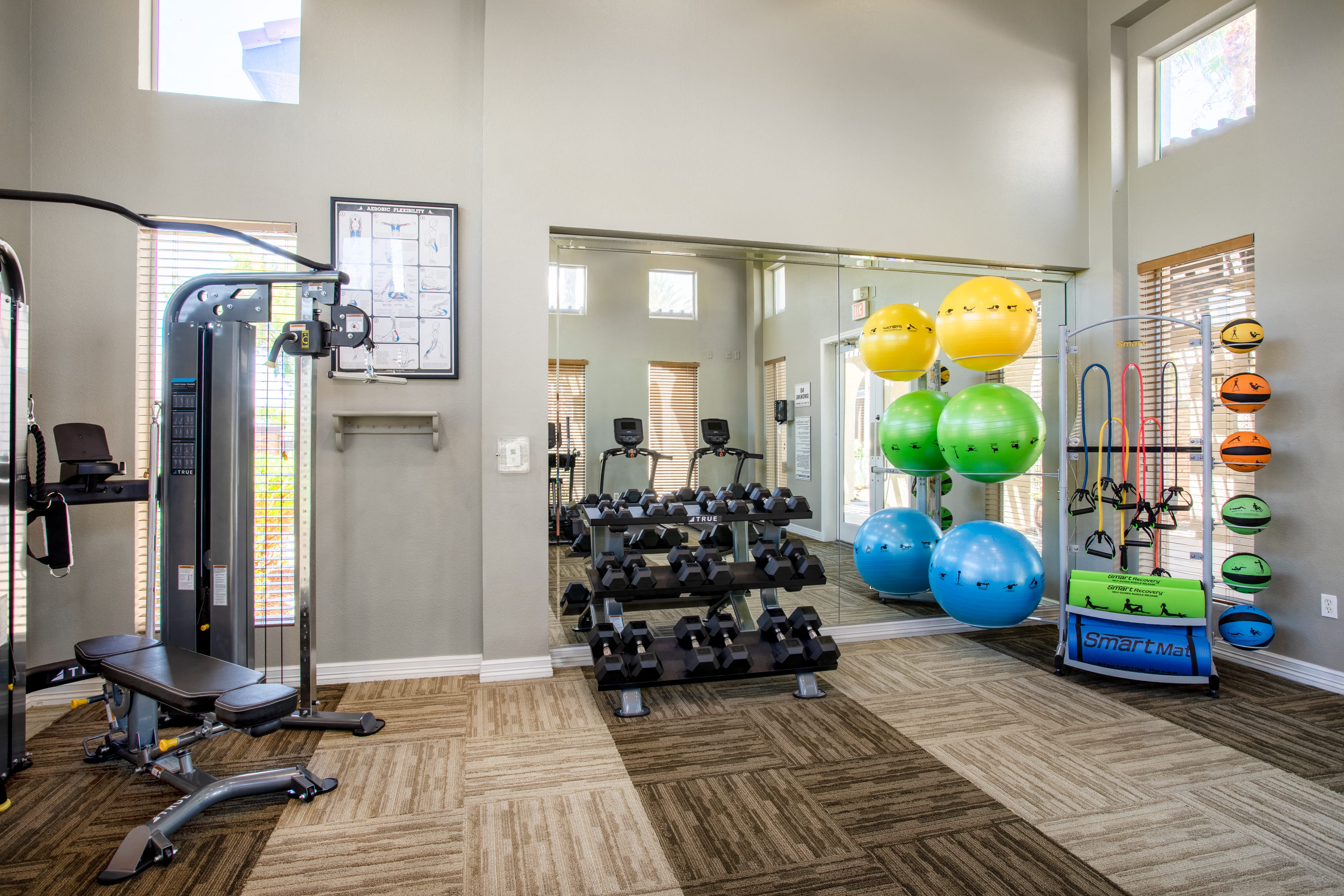 the preserve at ballantyne commons home gym with weights and cardio equipment