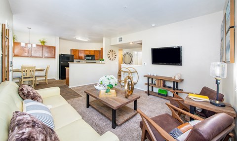 a living room with a couch and a tv
