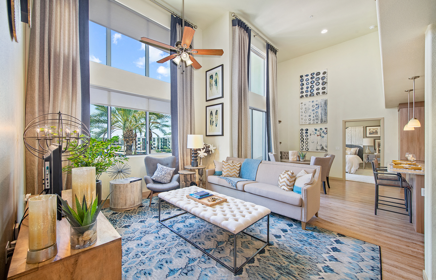 a living room with a couch and a coffee table