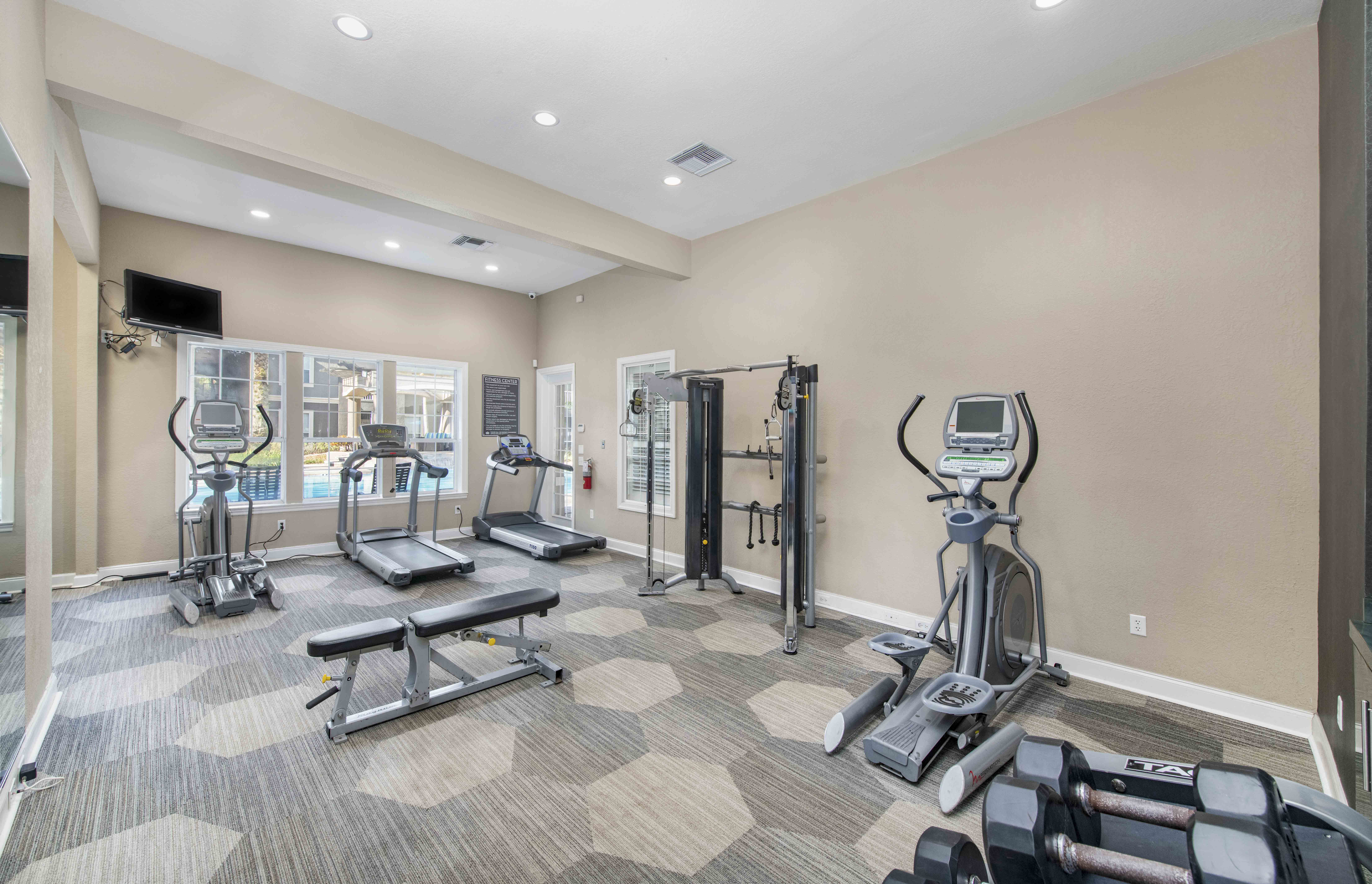 our fitness center is equipped with state of the art gym equipment for your convenience