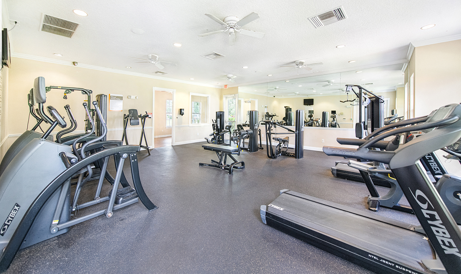 the gym has plenty of cardio equipment at our apartments