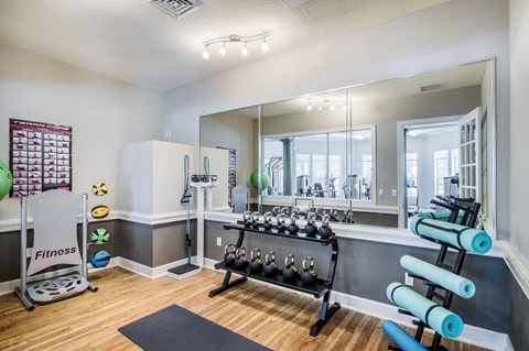 the gym with weights and mirrors at 1861 muleshoe road