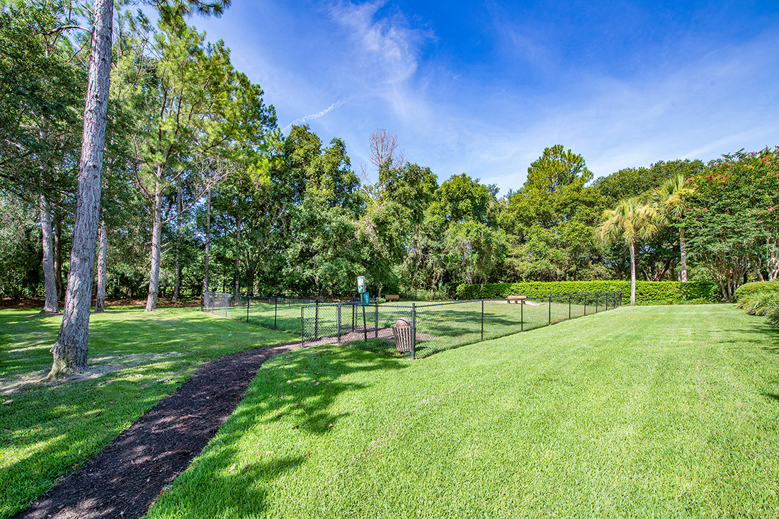 a park with a fence and a grass field