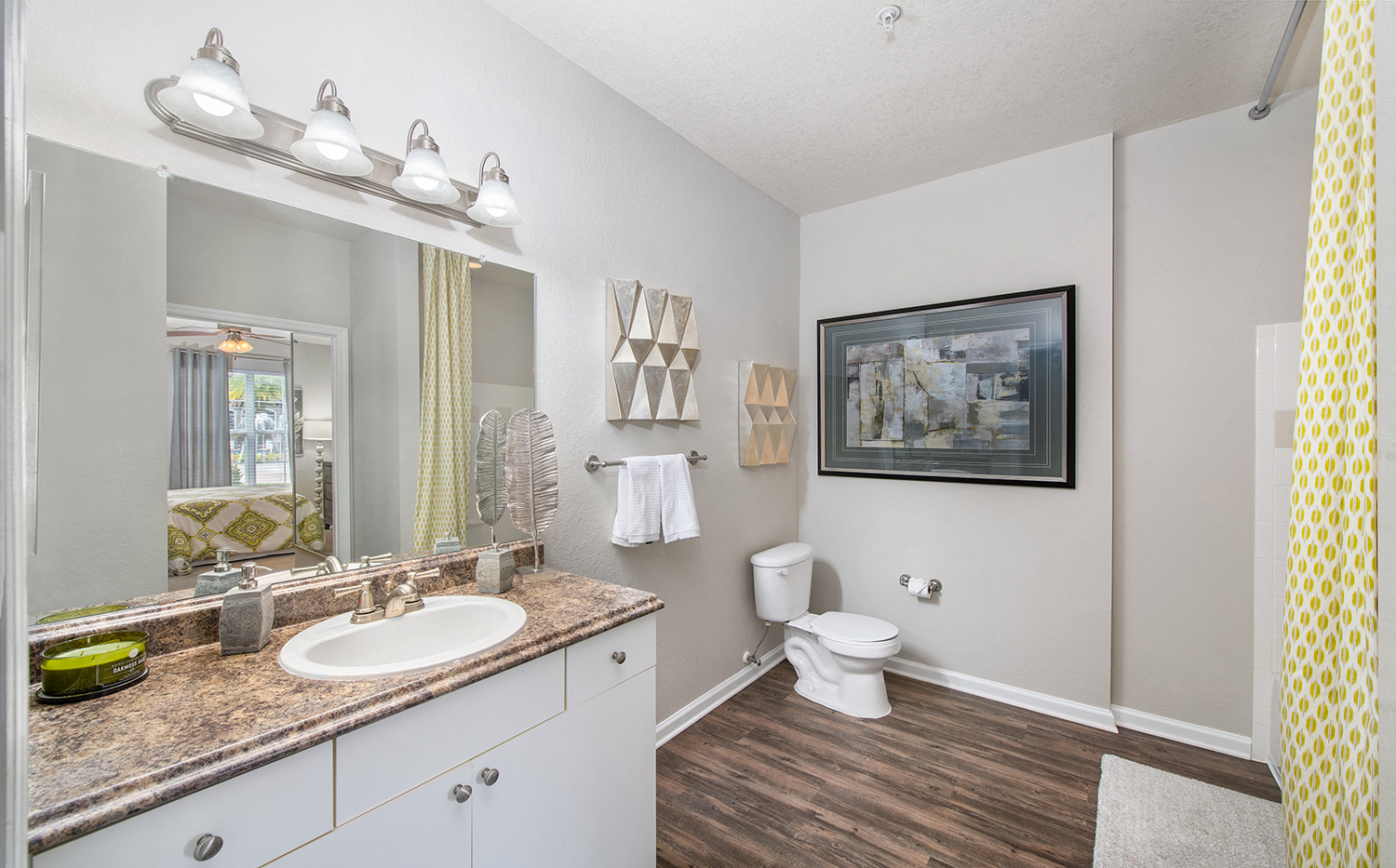 a bathroom with a sink and a toilet and a mirror