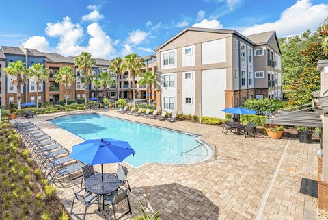 our apartments offer a swimming pool with umbrellas
