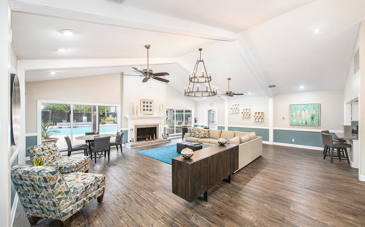 the preserve at ballantyne commons open concept living room and dining room