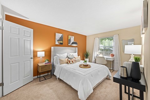 the preserve at ballantyne commons bedroom with white bed