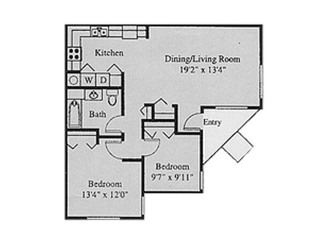 1 Bedroom 1 Bathroom Floor Plan