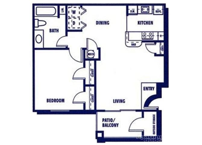 1 Bedroom 1 Bathroom Floor Plan